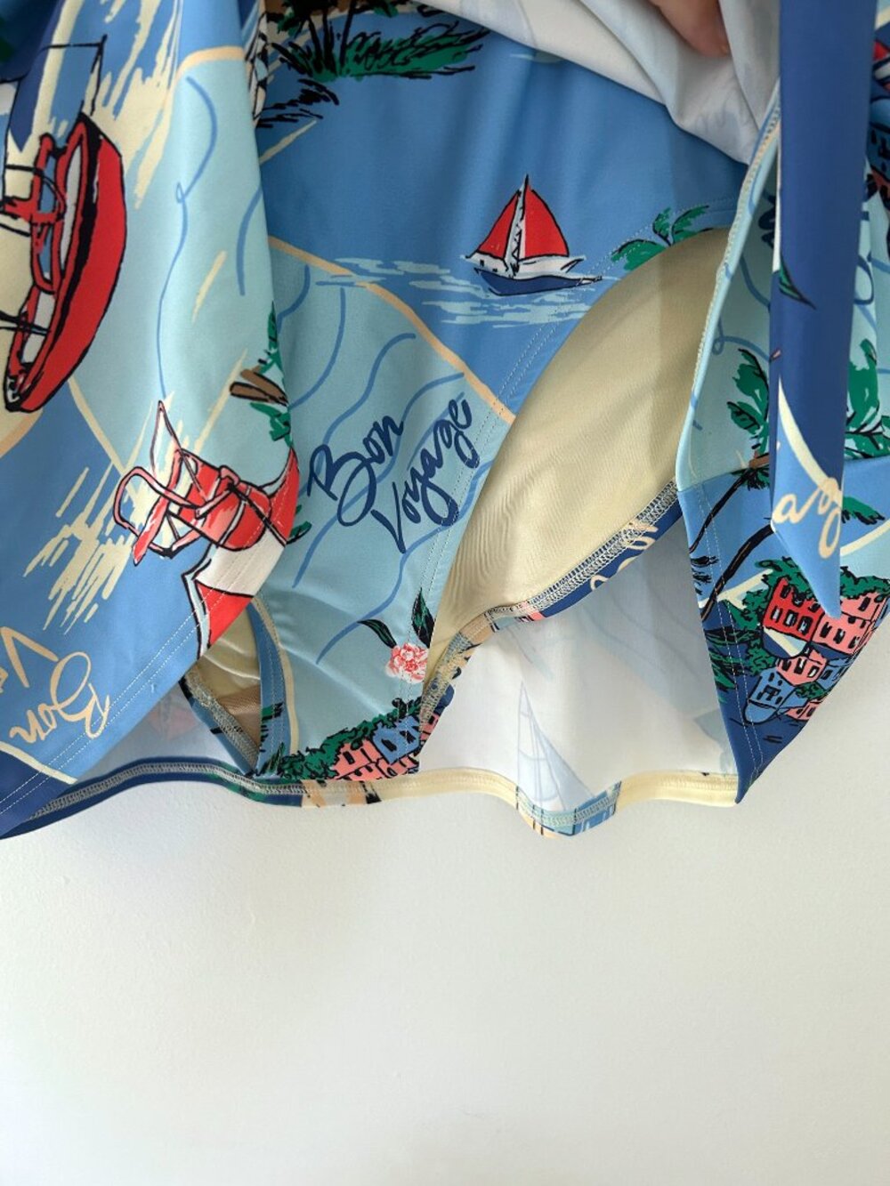 NWT One Piece Swim Suit with Attached Skirt - Sailboat Travel Print - Size Small - Picture 5 of 5